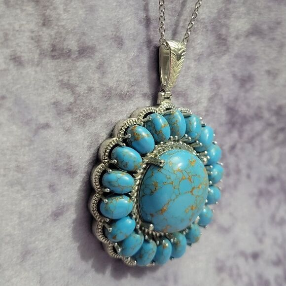 Karis Mojave Turquoise Floral Pendant Necklace - Picture 2 of 10